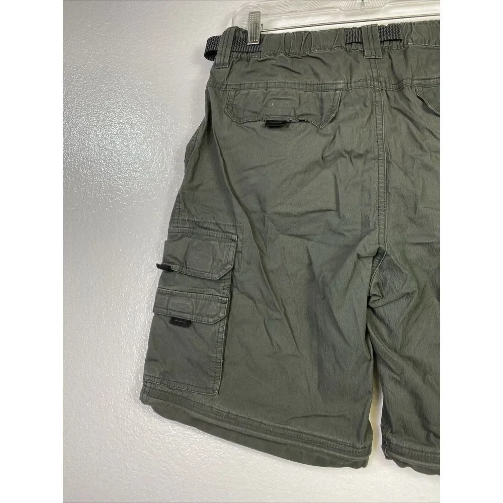 BC Clothing Cargo Shorts MX32 Mens Gray Belt‎ Stretch zip Outdoor Hiking Fishing